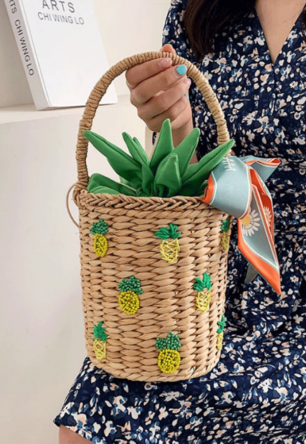 (수입) 파인애플 모양 화초 손가방